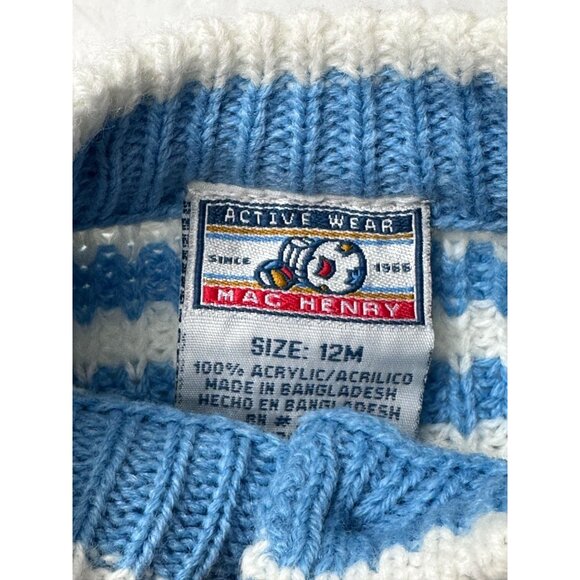 Mac Henry Sweater Outfit Boy Set Blue Stripes Teddy Bears Cardigan Top 12M Vtg - Picture 10 of 10